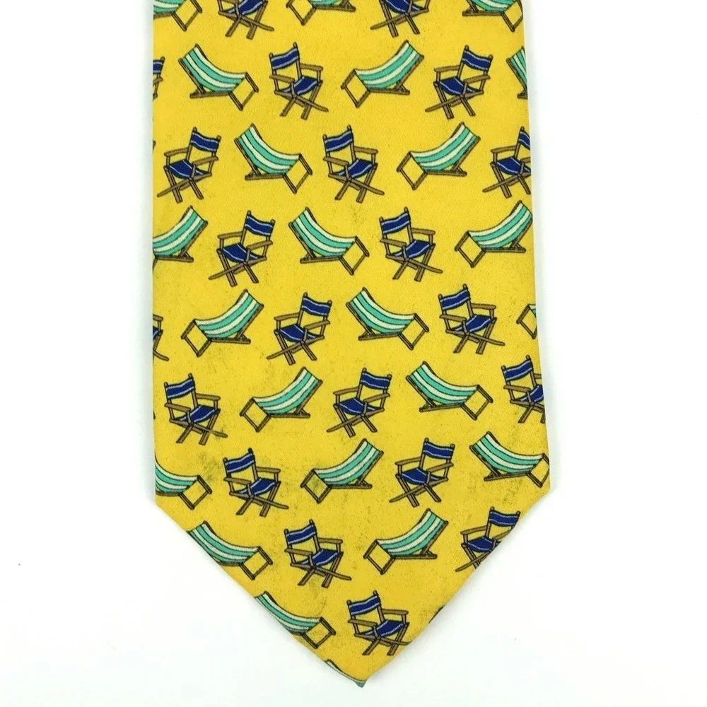 Utopia Men's Tie Handmade Yellow Beach Chair Relax Vacation Novelty Necktie 58